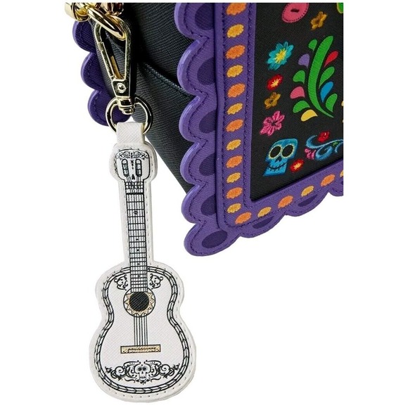 Loungefly Disney Pixar COCO Miquel SKULL Floral Crossbody Bag Purse EMBROIDERED - Picture 5 of 7